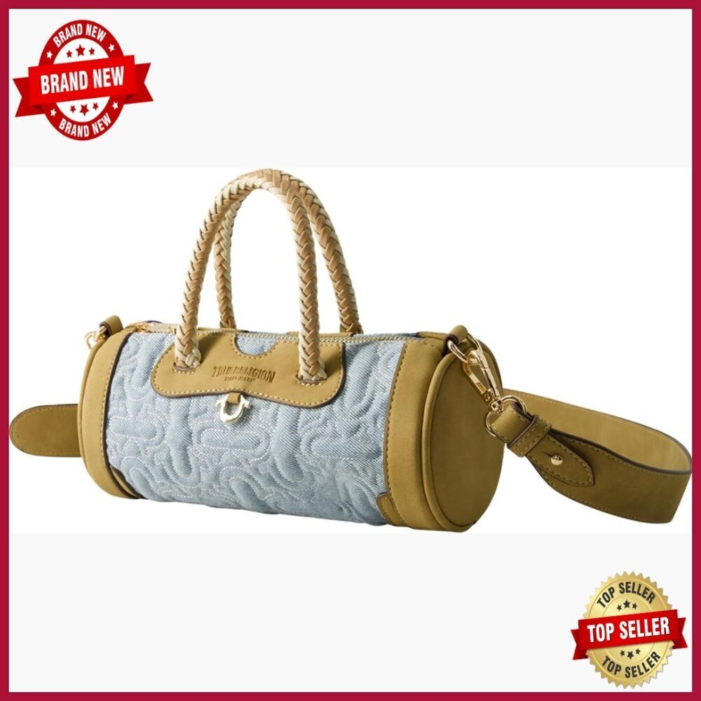 Quilted Mini Duffel Shoulder Bag with Adjustable Strap, Suede Body